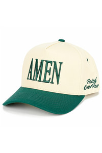 CC BEANIE AMEN FAITH OVERFEAR Embroidered Letter Two Tone Baseball Cap Trucker Hat
