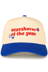 CC BEANIE OVERSHARER OF THE YEAR Embroidered Letter and Stars Two Tone Baseball Cap Trucker Hat
