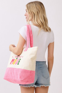 VACAY MODE Multi Color letter and Pineapple Terry Tote Bag
