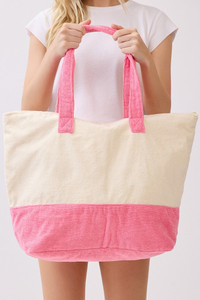 LIFE IS BETTER AT THE BEACH Multi Color letter and Sunglasses Terry Tote Bag
