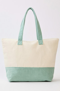 BEACH BUM letter with Palm Tree and Drink Print Terry Tote Bag
