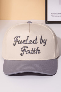 FUELED BY FAITH Embroidered Letter Two Tone Trucker Cap
