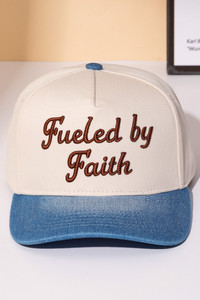 FUELED BY FAITH Embroidered Letter Two Tone Trucker Cap
