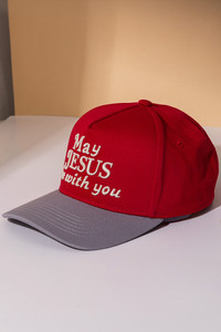 MAY JESUS BE WITH YOU Embroidered Letter Two Tone Trucker Hat Baseball Cap
