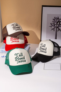 Y'ALL NEED JESUS Letter Foam with Mesh Back Trucker Hat Baseball Cap
