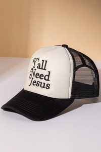 Y'ALL NEED JESUS Letter Foam with Mesh Back Trucker Hat Baseball Cap
