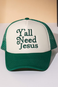 Y'ALL NEED JESUS Letter Foam with Mesh Back Trucker Hat Baseball Cap
