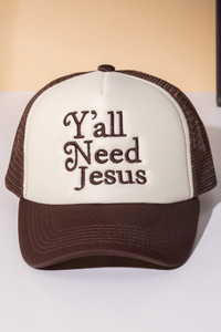 Y'ALL NEED JESUS Letter Foam with Mesh Back Trucker Hat Baseball Cap
