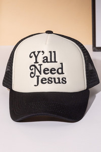 Y'ALL NEED JESUS Letter Foam with Mesh Back Trucker Hat Baseball Cap

