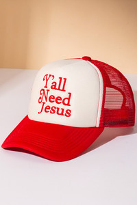 Y'ALL NEED JESUS Letter Foam with Mesh Back Trucker Hat Baseball Cap
