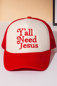 Y'ALL NEED JESUS Letter Foam with Mesh Back Trucker Hat Baseball Cap
