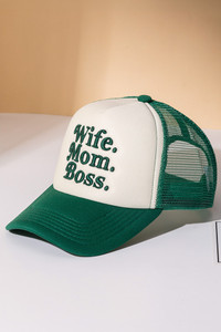 WIFE MOM BOSS Letter Foam with Mesh Back Trucker Hat Baseball Cap
