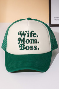 WIFE MOM BOSS Letter Foam with Mesh Back Trucker Hat Baseball Cap
