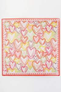 Heart Outline Pattern Print Light Weight Silky All Season Bandana Scarf
