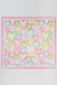 Heart Outline Pattern Print Light Weight Silky All Season Bandana Scarf
