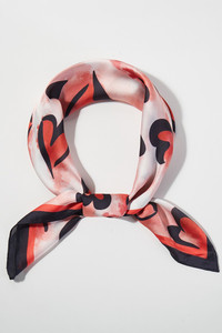 Heart Bold Outline Print Light Weight Silky All Season Bandana Scarf
