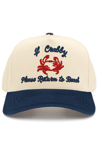 CC BEANIE IF CRABBY PLEASE RETURN TO BEACH Embroidered Letter with Crab on Two Tone Baseball Cap Trucker Hat
