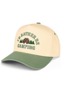 CC BEANIE I'D RATHER BE CAMPING Embroidered Letter with Camping Car on Two Tone Baseball Cap Trucker Hat
