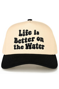 CC BEANIE LIFE IS BETTER ON THE WATER Embroidered Letter on Two Tone Baseball Cap Trucker Hat