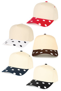 CC BEANIE Big Polka Dot Pattern Print on Brim Two Tone Baseball Cap Trucker Hat
