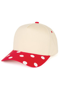 CC BEANIE Big Polka Dot Pattern Print on Brim Two Tone Baseball Cap Trucker Hat
