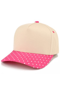 CC BEANIE Small Polka Dot Pattern Print on Brim Two Tone Baseball Cap Trucker Hat
