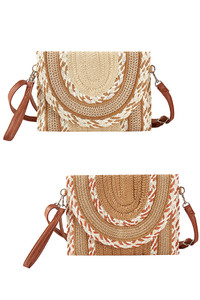 Multi Pattern Straw Clutch Crossbody Bag
