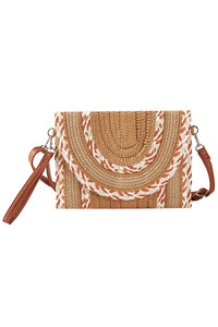 Multi Pattern Straw Clutch Crossbody Bag
