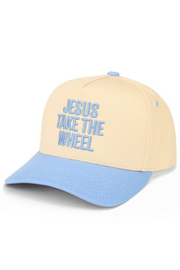 C.C JESUS TAKE THE WHEEL Letter Embroidered on Two Tone Baseball Cap Trucker Hat
