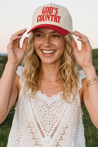 CC BEANIE GOD'S COUNTRY Letter Embroidered on Two Tone Baseball Cap Trucker Hat
