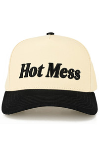 CC BEANIE HOT MESS Letter Embroidered on Two Tone Baseball Cap Trucker Hat