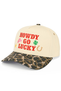 CC BEANIE HOWDY GO LUCKY Letter and Icons Embroidered on Two Tone Baseball Cap Trucker Hat