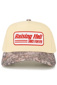 CC BEANIE RAISING HELL SINCE FOREVER Letter Embroidered on Two Tone Baseball Cap Trucker Hat