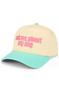 CC BEANIE ASK ME ABOUT MY DOG Letter Embroidered on Two Tone Baseball Cap Trucker Hat