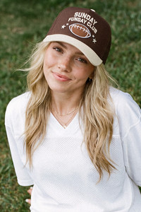 CC BEANIE SUNDAY FUNDAY CLUB Letter Embroidered on Two Tone Baseball Cap Trucker Hat