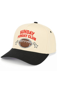 CC BEANIE SUNDAY FUNDAY CLUB Letter Embroidered on Two Tone Baseball Cap Trucker Hat