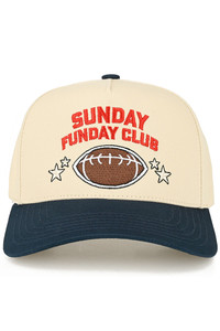 CC BEANIE SUNDAY FUNDAY CLUB Letter Embroidered on Two Tone Baseball Cap Trucker Hat