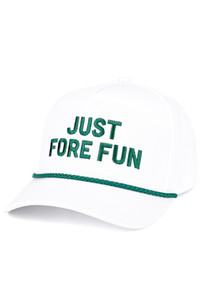 CC BEANIE JUST FORE FUN Letter Embroidered with Rope on Two Tone Baseball Cap Trucker Hat