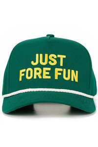 CC BEANIE JUST FORE FUN Letter Embroidered with Rope on Two Tone Baseball Cap Trucker Hat