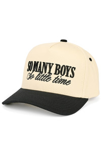 CC BEANIE SO MANY BOYS SO LITTLE TIME Letter on Two Tone Baseball Cap Trucker Hat