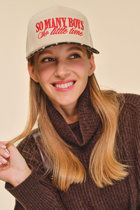CC BEANIE SO MANY BOYS SO LITTLE TIME Letter on Two Tone Baseball Cap Trucker Hat