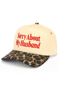 CC BEANIE SORRY ABOUT MY HUSBAND Letter Embroidered on Two Tone Baseball Cap Trucker Hat