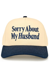 CC BEANIE SORRY ABOUT MY HUSBAND Letter Embroidered on Two Tone Baseball Cap Trucker Hat