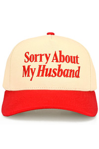 CC BEANIE SORRY ABOUT MY HUSBAND Letter Embroidered on Two Tone Baseball Cap Trucker Hat