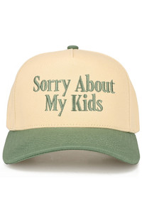 CC BEANIE SORRY ABOUT MY KIDS Letter Embroidered on Two Tone Baseball Cap Trucker Hat
