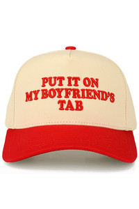 CC BEANIE PUT IT ON MY BOYFRIEND'S TAB Letter Embroidered on Two Tone Baseball Cap Trucker Hat