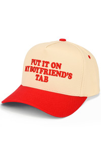 CC BEANIE PUT IT ON MY BOYFRIEND'S TAB Letter Embroidered on Two Tone Baseball Cap Trucker Hat