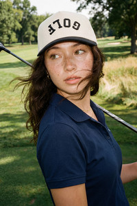 CC BEANIE GOLF Letter Embroidered on Two Tone Baseball Cap Trucker Hat