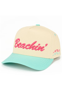 CC BEANIE BEACHIN' Letter Embroidered on Two Tone Baseball Cap Trucker Hat