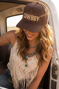 CC BEANIE COWBOY Letter Embroidered on Two Tone Baseball Cap Trucker Hat